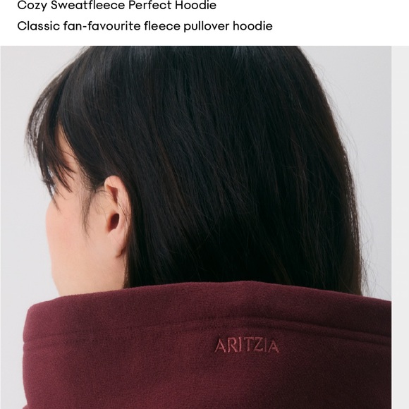 Aritzia Perfect Hoodie Swearfleece L plum maroon - Picture 3 of 6